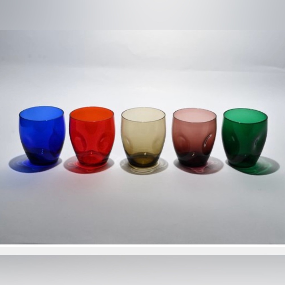 Set of 5 Boussu Belgium Mid-Century 60s Multicolour Glass Tumblers